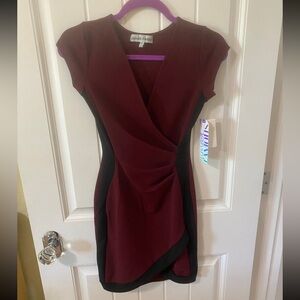 burgundy and black hourglass figure dress NWT XS